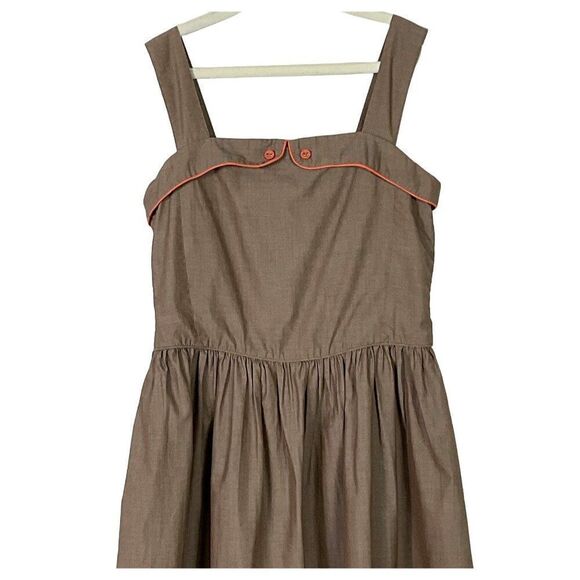 Mini Boden Girls' Brown Sleeveless Dress With Colorful Stripes 11-12Y Cotton - Picture 3 of 12